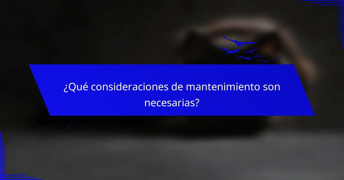 ¿Qué consideraciones de mantenimiento son necesarias?