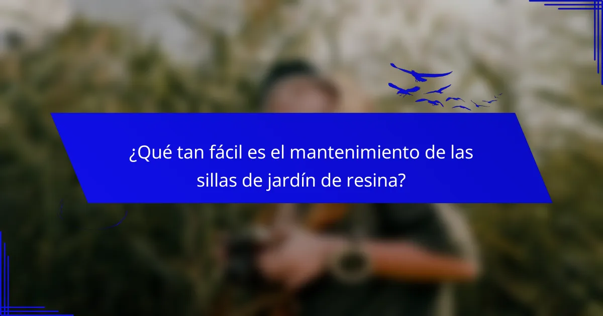 ¿Qué tan fácil es el mantenimiento de las sillas de jardín de resina?